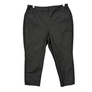Chicos Pants 2‎ Womens 12 Black Crop Fabulously Slimming Large Cotton Stretch